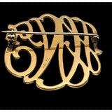 12K Gold Filled Initial Brooch Pin Monogram HNG Vintage Jewelry