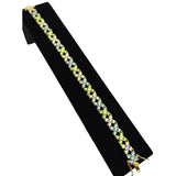 Vtg Joan Rivers Gold Vermeil Crystal Rhinestone Tennis Bracelet 7.5" Signed Sparkling Green & Blue Stones