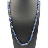 Vtg Carolyn Pollock Relios Agate Necklace Sterling Silver Clasp Blue Beads 36 Handmade Women's Jewelry