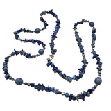 Vtg Carolyn Pollock Relios Agate Necklace Sterling Silver Clasp Blue Beads 36 Handmade Women's Jewelry