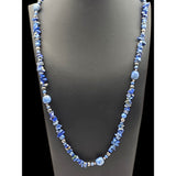 Vtg Carolyn Pollock Relios Agate Necklace Sterling Silver Clasp Blue Beads 36 Handmade Women's Jewelry