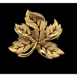 Vintage Gold-Tone Reticulated Leaf Brooch Pin Fall Brooch
