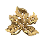 Vintage Gold-Tone Reticulated Leaf Brooch Pin Fall Brooch