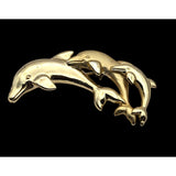 L Razza Vintage Gold Tone Double Dolphin Brooch/Pin