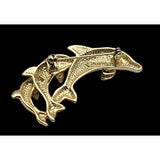 L Razza Vintage Gold Tone Double Dolphin Brooch/Pin