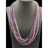 Multi Strand Micro Bead Necklace With Metallic Accent Colors & Gold-Tone Clasp 20 "