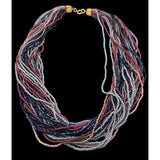 Multi Strand Micro Bead Necklace With Metallic Accent Colors & Gold-Tone Clasp 20 "