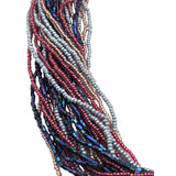 Multi Strand Micro Bead Necklace With Metallic Accent Colors & Gold-Tone Clasp 20 "