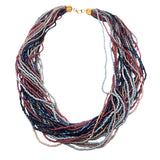 Multi Strand Micro Bead Necklace With Metallic Accent Colors & Gold-Tone Clasp 20 "