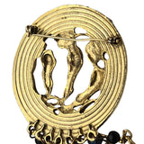 Vintage Gold Tone Chain Brooch With Black Beads & Filigree Detailing
