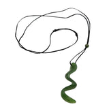 Vtg Natural Jade MCM Free Form Pendant Necklace W/ Adjustable Silk Cord & Slide Bead 15 "