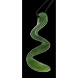Vtg Natural Jade MCM Free Form Pendant Necklace W/ Adjustable Silk Cord & Slide Bead 15 "