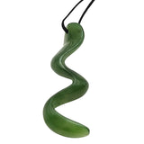 Vtg Natural Jade MCM Free Form Pendant Necklace W/ Adjustable Silk Cord & Slide Bead 15 "