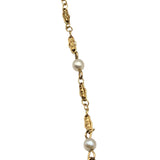Vtg 14K Yellow Gold Bracelet W/ Pearl Accents & ID Plate Unengraved 9.5"x1/16" 2.86g Elegant Jewelry Piece