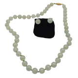 Vtg Aventurine Beaded Necklace & Stud Earrings Set Gold-Tone Clasp 18" Long 8.40 MM Beads